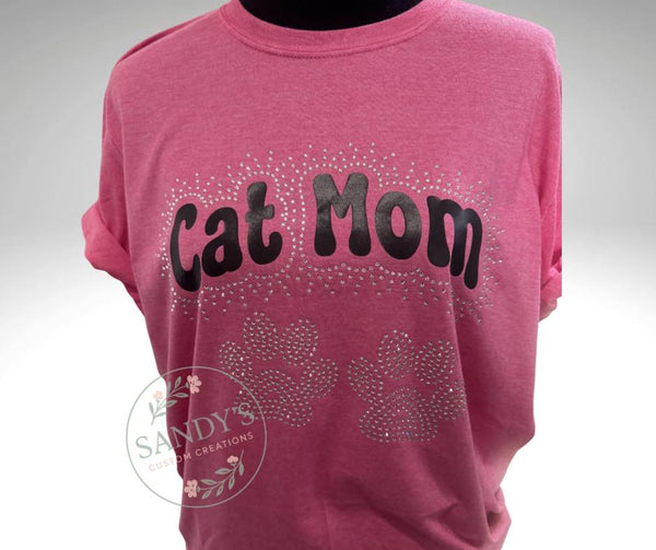 Rhinestone Cat Mom