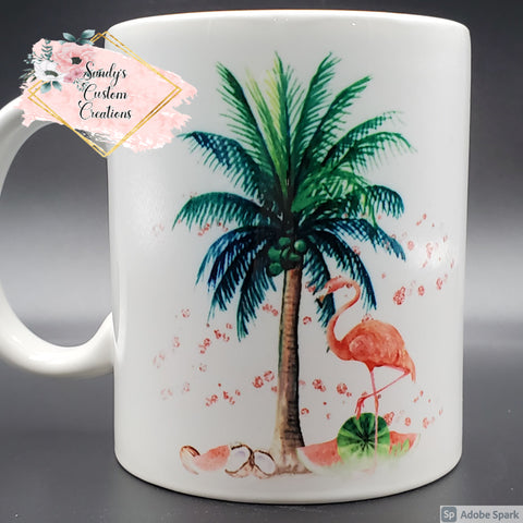 Flamingo with Palm Tree Coffee Mug