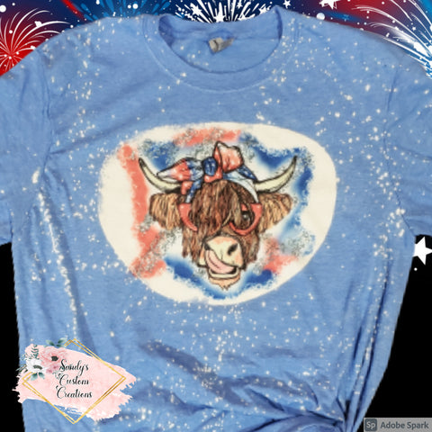 Red, White, and Blue Highland Cow